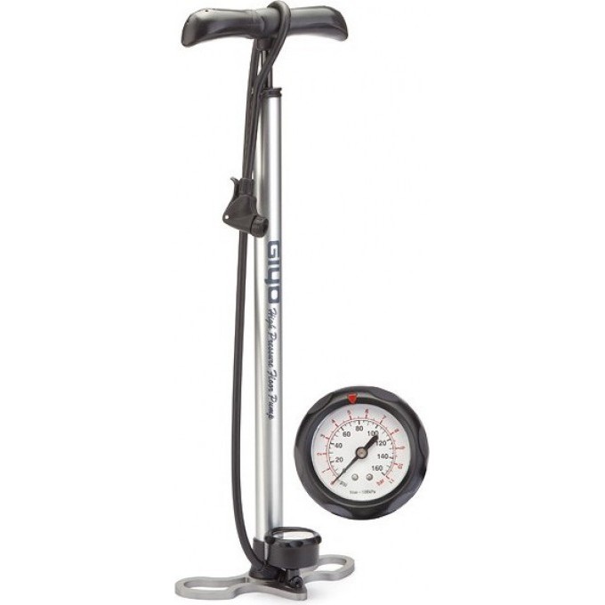 Насос GF-01 Giyo ручной напольный с манометром, серебристо-чёрный 320066
