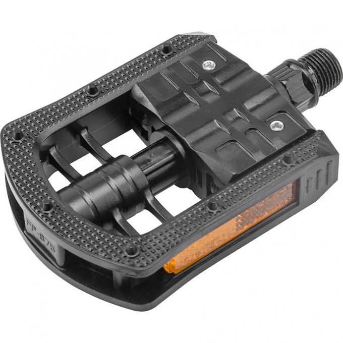 Педали FP-875, ось 9/16"складные, со светоотражателями, пластиковые чёрные 360142
