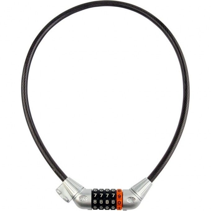 Трос-замок 84606, 10х800 мм, с кодовым замком, чёрно-серебристый 540006